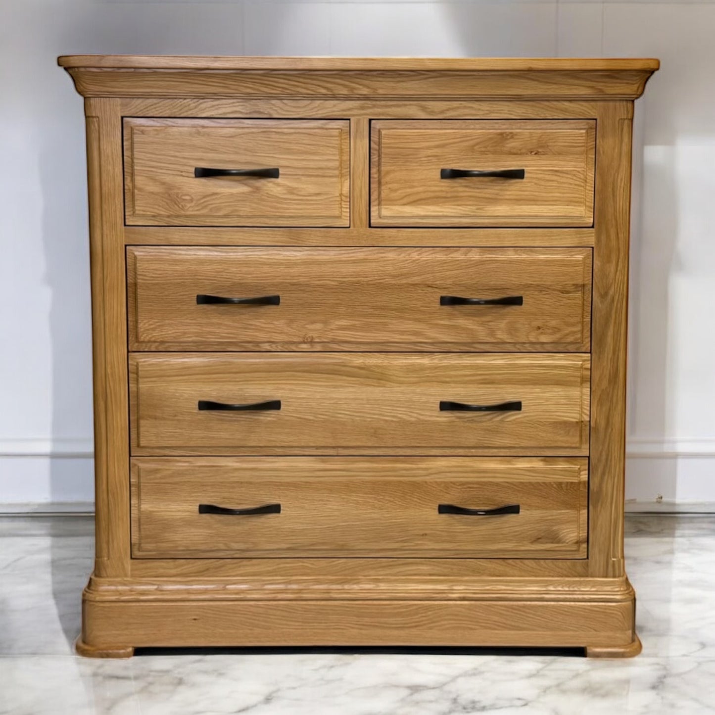 Natural Solid Oak 5 Drawer Chest, Canterbury Range From Oak Furnitureland RRP £599