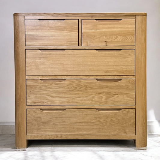 Natural Solid Oak 5 Drawer Chest of Drawers, Romsey Range From Oak Furnitureland RRP £599