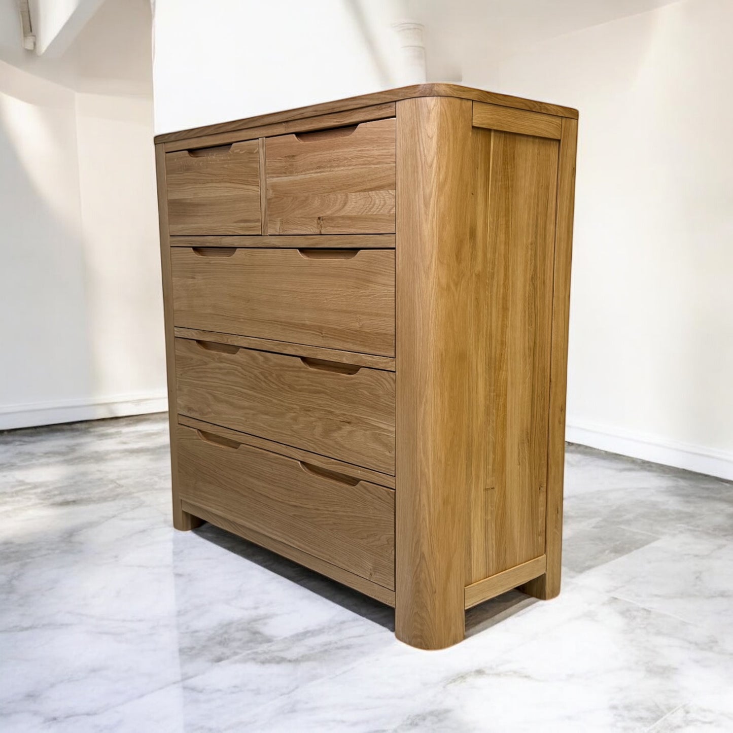 Natural Solid Oak 5 Drawer Chest of Drawers, Romsey Range From Oak Furnitureland RRP £599