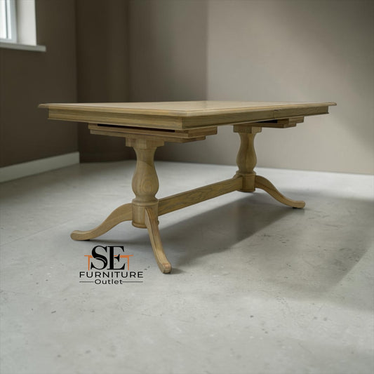 Solid Oak & Quality Oak Veneer 6-10 Seater Extending Dining Table with Limewashed Finish, Camille Range RRP £1500