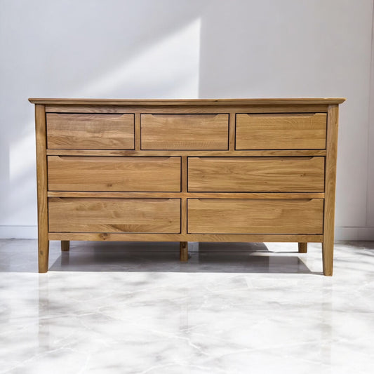 Natural Solid Oak 7 Drawer Chest, Copenhagen Range From Oak Furnitureland RRP £679