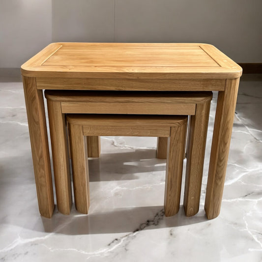 Solid Oak Nest of Tables Romsey Range From Oak Furnitureland RRP £249