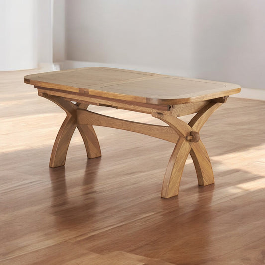 Natural Solid Oak Extending Dining Table, 6 to 12 Seater Hercules Range From Oak Furnitureland RRP £1099