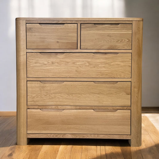 Natural Solid Oak 5 Drawer Chest of Drawers, Romsey Range From Oak Furnitureland RRP £599