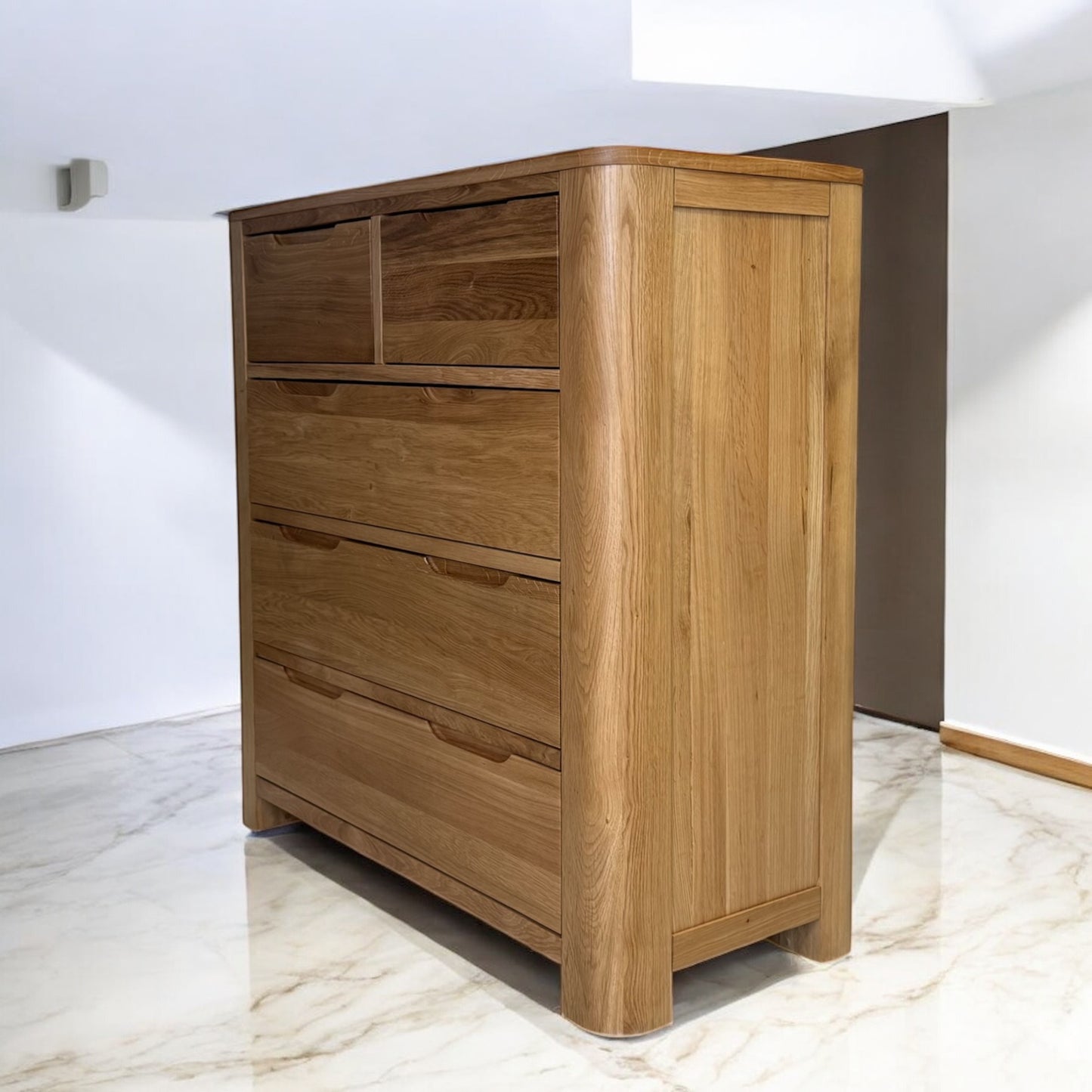 Natural Solid Oak 5 Drawer Chest of Drawers, Romsey Range From Oak Furnitureland RRP £599