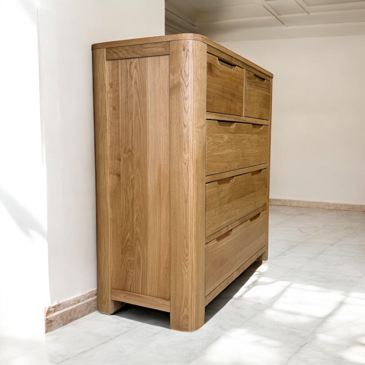 Natural Solid Oak 5 Drawer Chest of Drawers, Romsey Range From Oak Furnitureland RRP £599