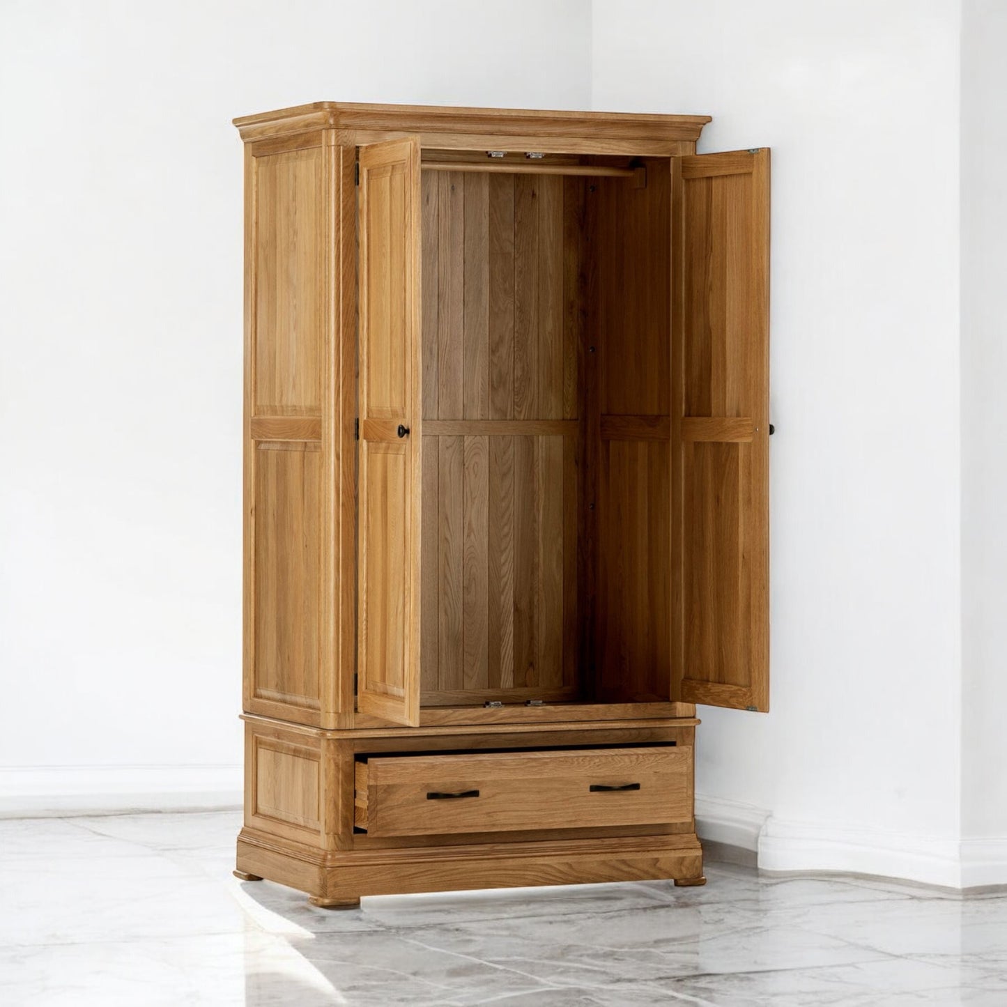 Natural Solid Oak Double Wardrobe Canterbury Range From Oak Furnitureland RRP £959