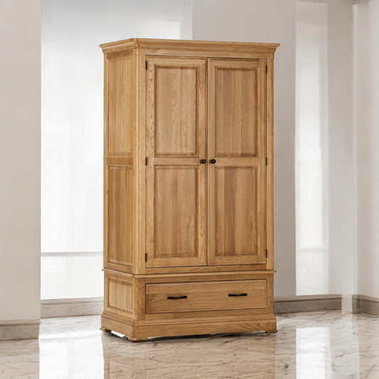 Natural Solid Oak Double Wardrobe Canterbury Range From Oak Furnitureland RRP £959