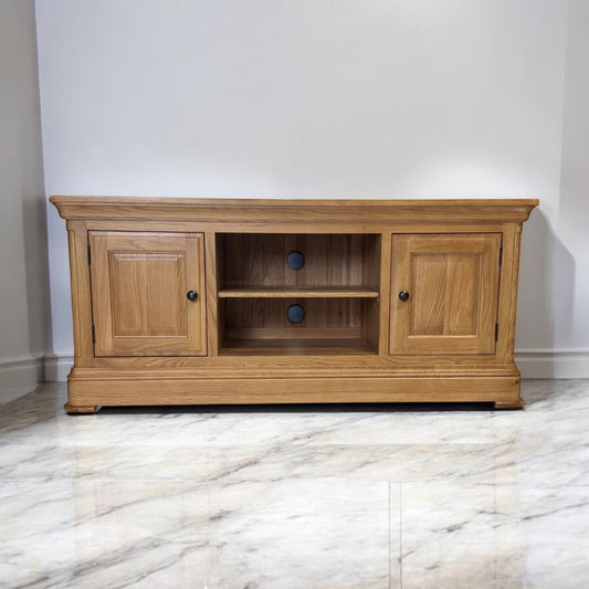 Natural Solid Oak Large TV Unit Canterbury Range From Oak Furnitureland RRP £459
