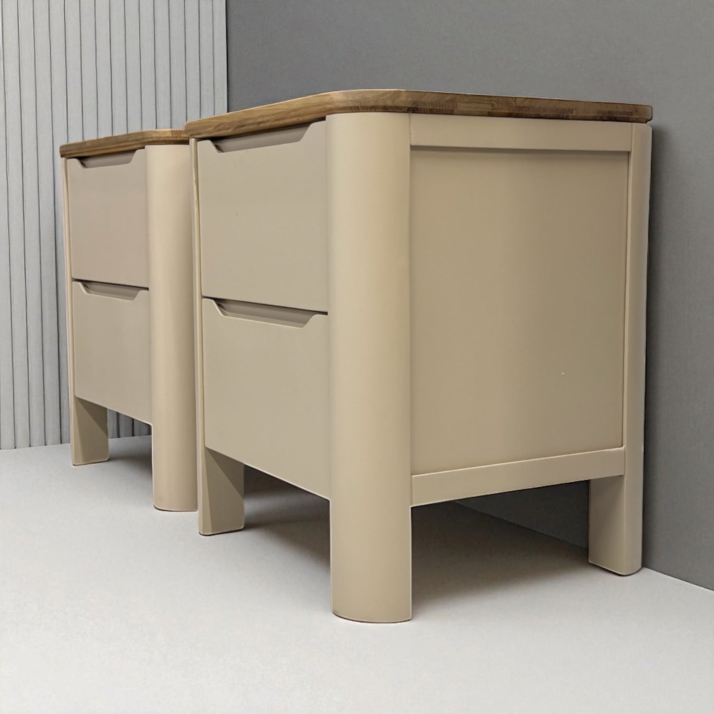 Smoked Oak & Painted Bedside Tables Otto Range From Oak Furnitureland RRP £538