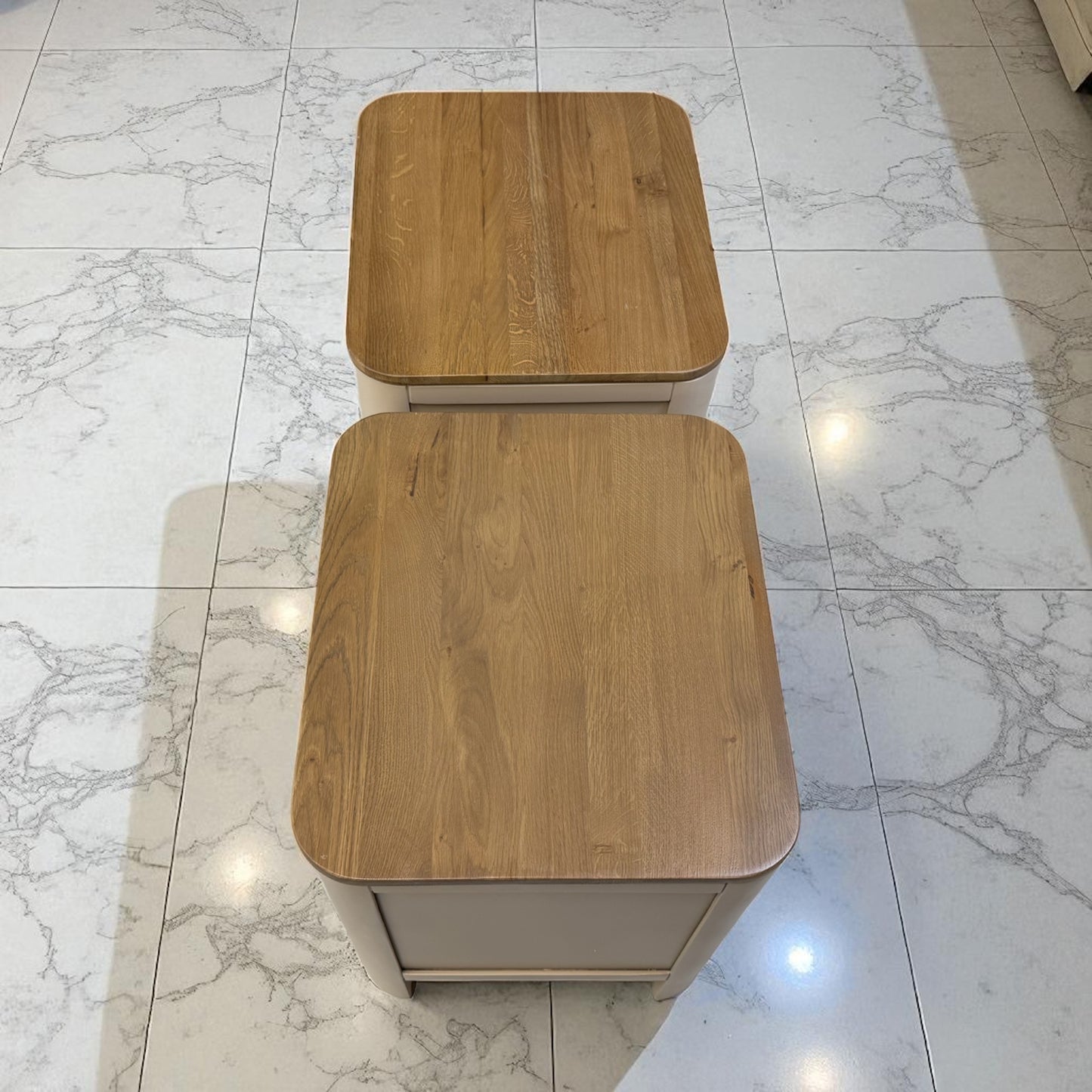 Smoked Oak & Painted Bedside Tables Otto Range From Oak Furnitureland RRP £538