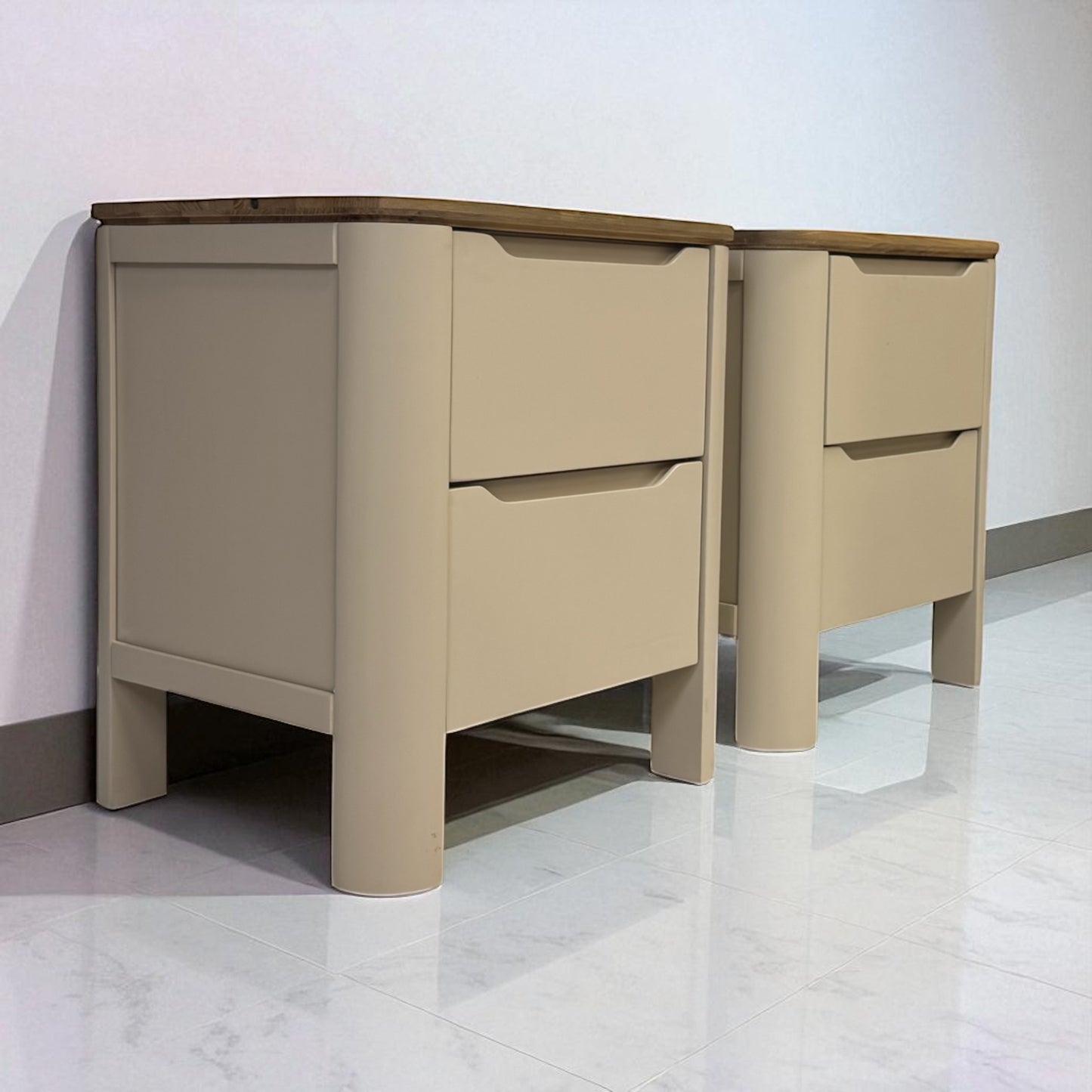 Smoked Oak & Painted Bedside Tables Otto Range From Oak Furnitureland RRP £538
