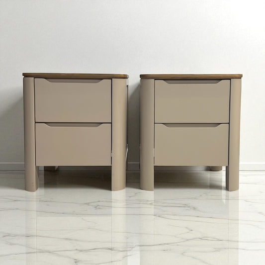 Smoked Oak & Painted Bedside Tables Otto Range From Oak Furnitureland RRP £538