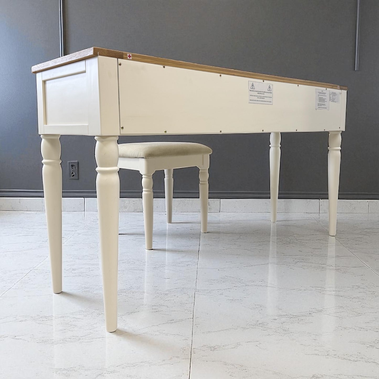 Natural Solid Oak & Acacia Wood Painted Dressing Table & Stool From Oak Furnitureland