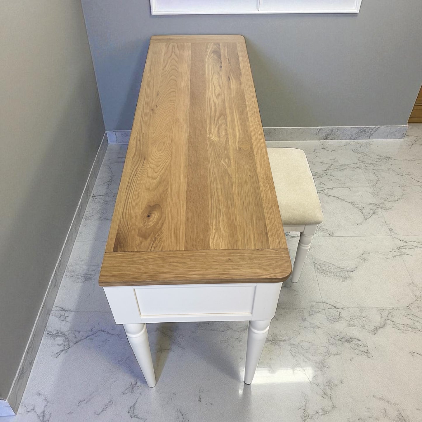 Natural Solid Oak & Acacia Wood Painted Dressing Table & Stool From Oak Furnitureland