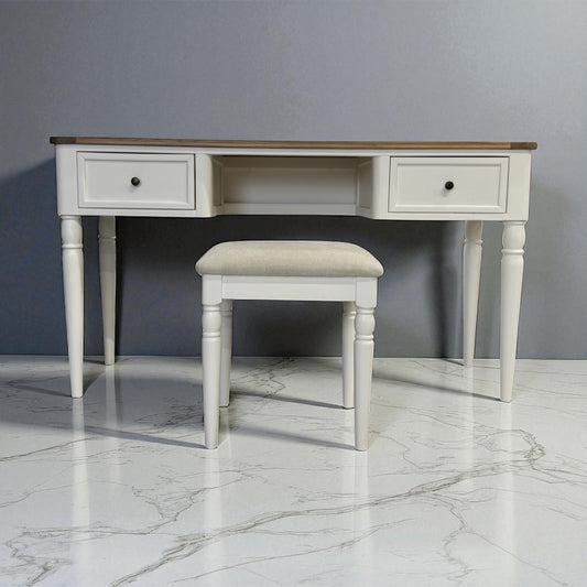 Natural Solid Oak & Acacia Wood Painted Dressing Table & Stool From Oak Furnitureland
