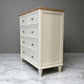 Natural Solid Oak & Acacia Wood Painted 5 Drawer Chest From Oak Furnitureland