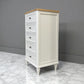 Natural Solid Oak & Acacia Wood Painted 5 Drawer Tallboy From Oak Furnitureland