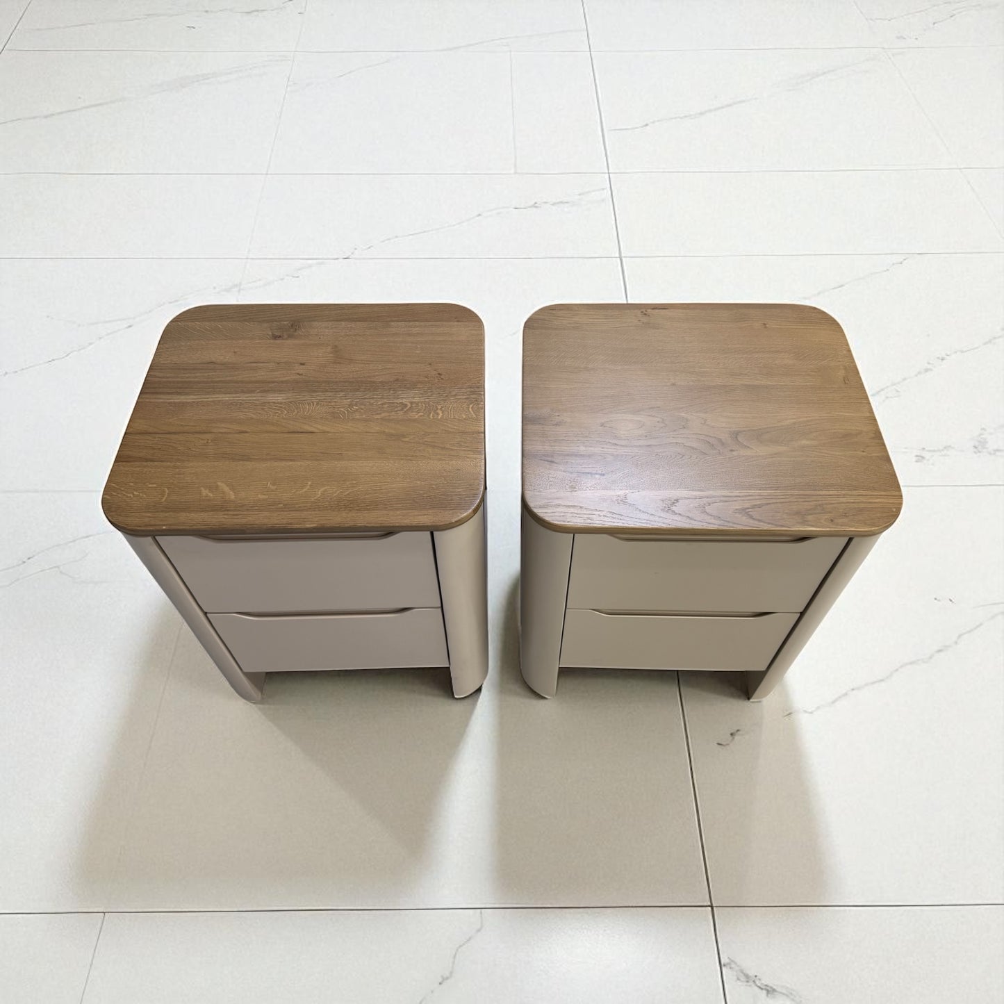 Smoked Oak & Painted Bedside Tables Otto Range From Oak Furnitureland RRP £538