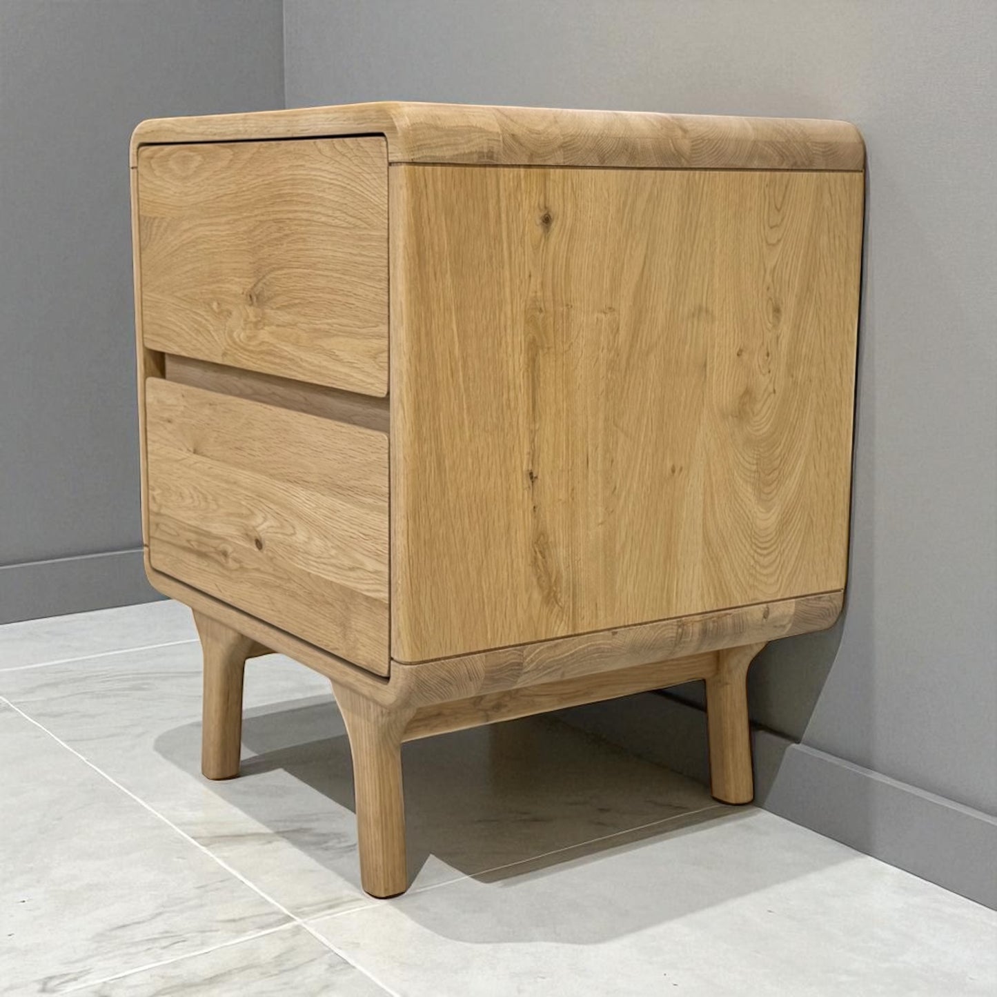 Natural Solid Oak 2 Drawer Bedside Table From Oak Furnitureland