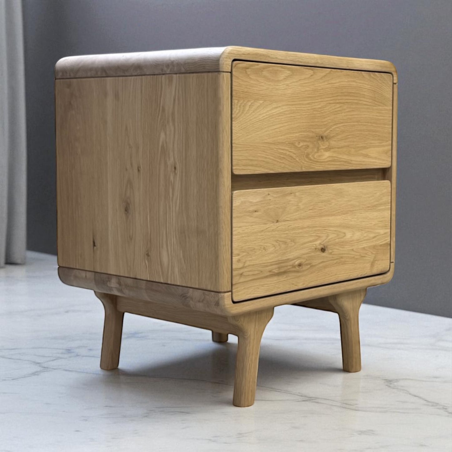 Natural Solid Oak 2 Drawer Bedside Table From Oak Furnitureland