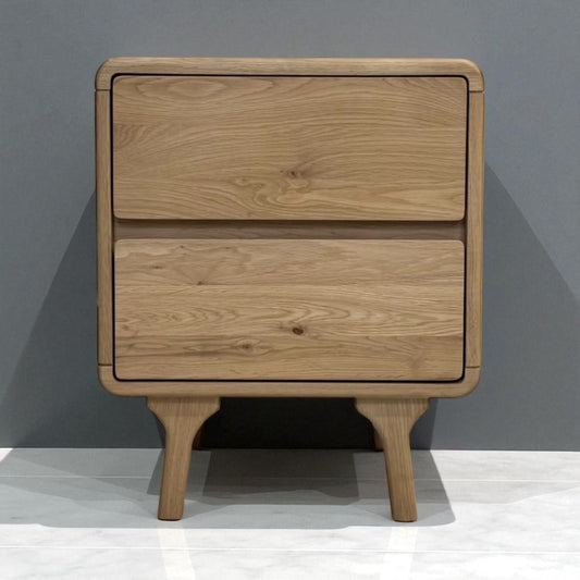 Natural Solid Oak 2 Drawer Bedside Table From Oak Furnitureland