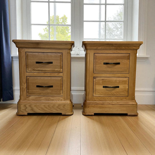 Natural Solid Oak 2 Drawer Bedside Tables Canterbury Range From Oak Furnitureland