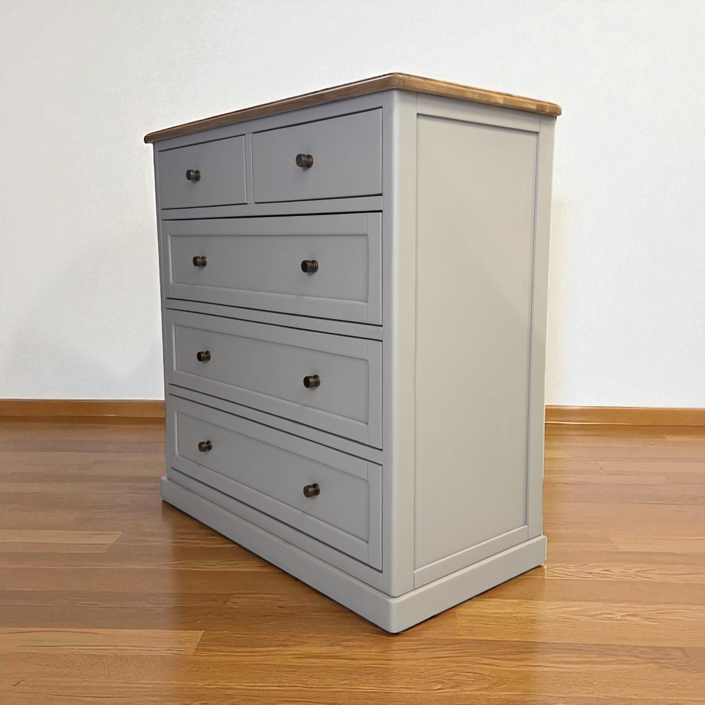 Natural Solid Oak & Painted 5 Drawer Chest of Drawers, Henley Range From Oak Furnitureland RRP £629