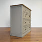 Natural Solid Oak & Painted 5 Drawer Chest of Drawers, Henley Range From Oak Furnitureland RRP £629