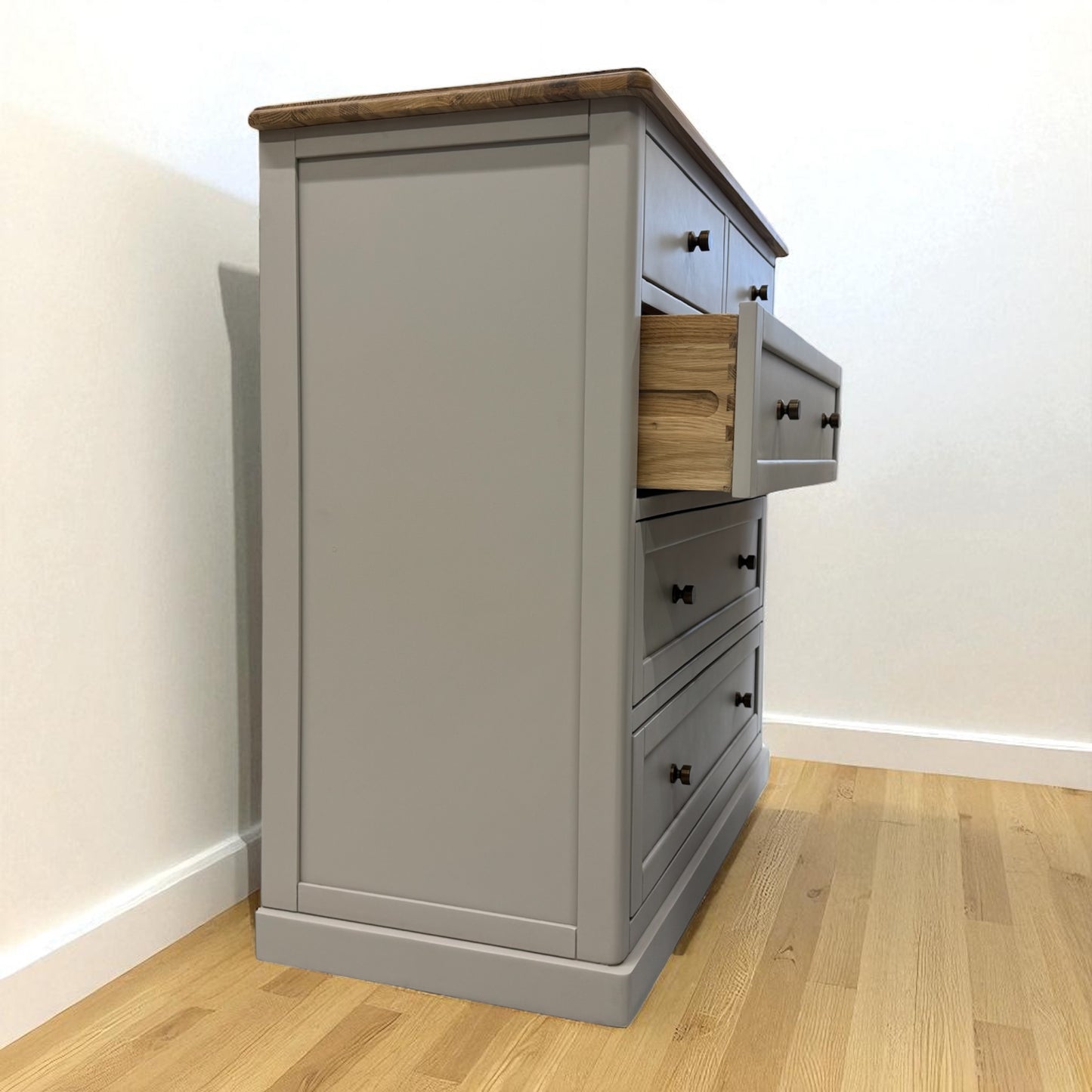Natural Solid Oak & Painted 5 Drawer Chest of Drawers, Henley Range From Oak Furnitureland RRP £629