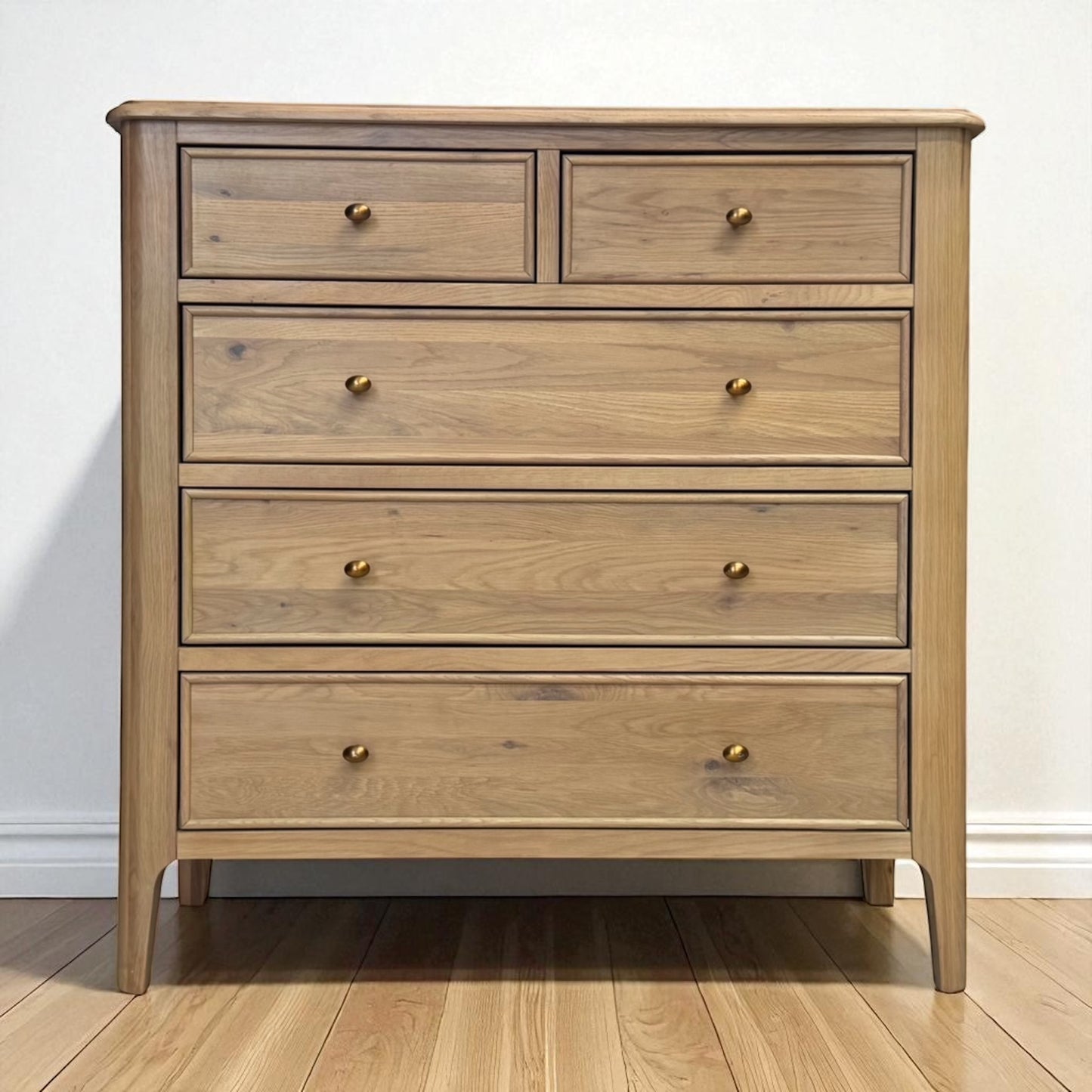 Light Natural Solid Oak 5 Drawer Chest, Newton Range From Oak Furnitureland RRP £599