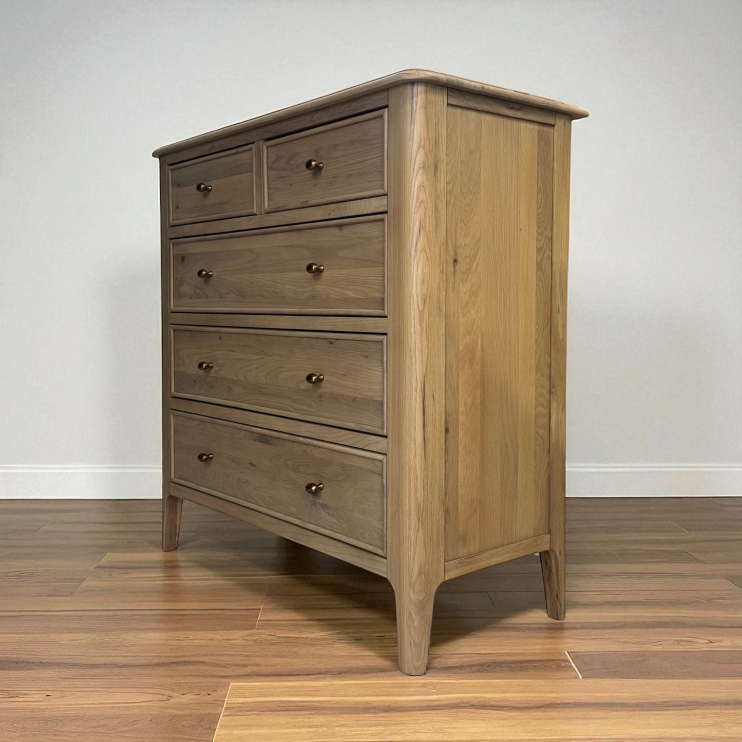 Light Natural Solid Oak 5 Drawer Chest, Newton Range From Oak Furnitureland RRP £599