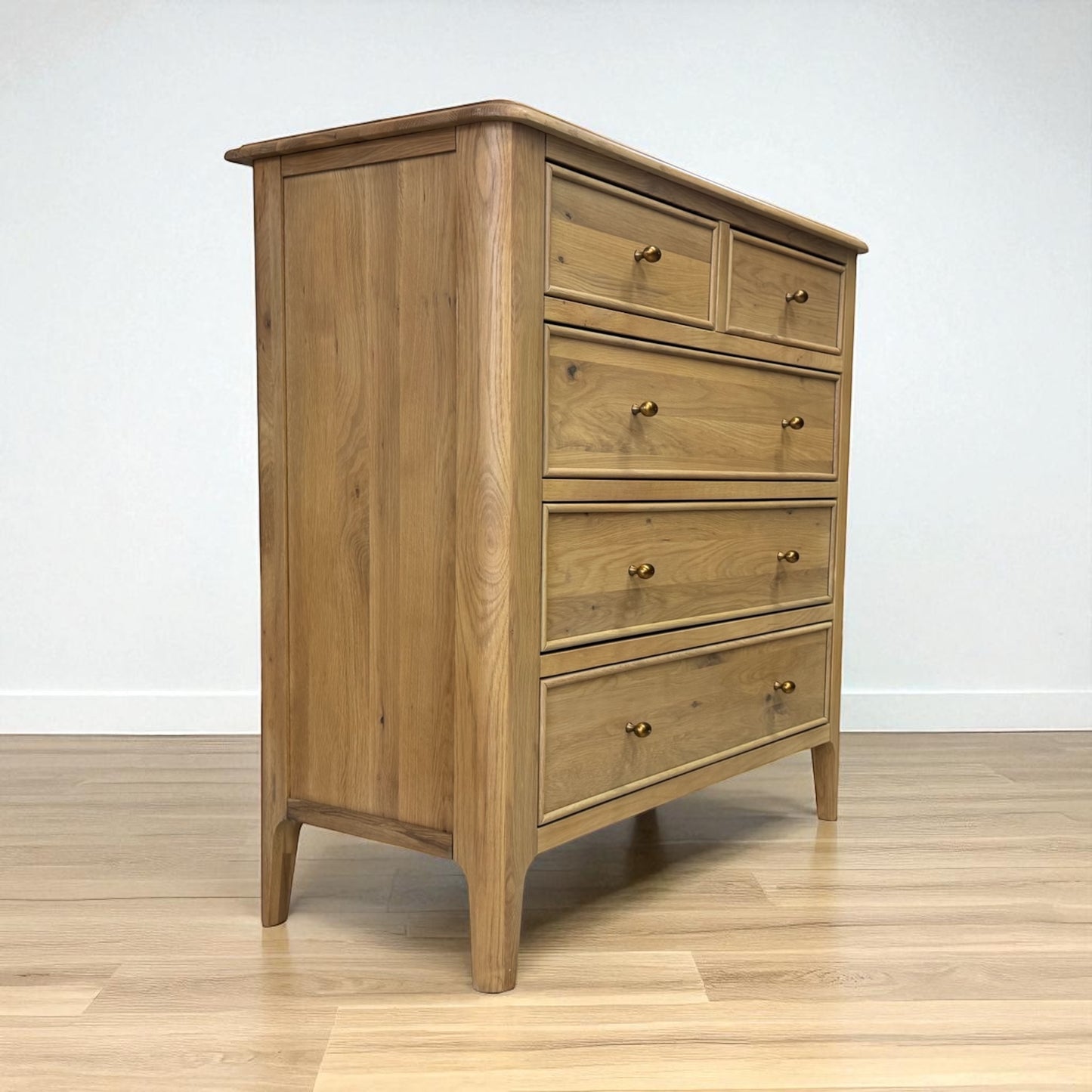 Light Natural Solid Oak 5 Drawer Chest, Newton Range From Oak Furnitureland RRP £599