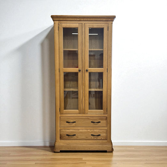 Natural Solid Oak Display Cabinet Canterbury Range From Oak Furnitureland RRP £749