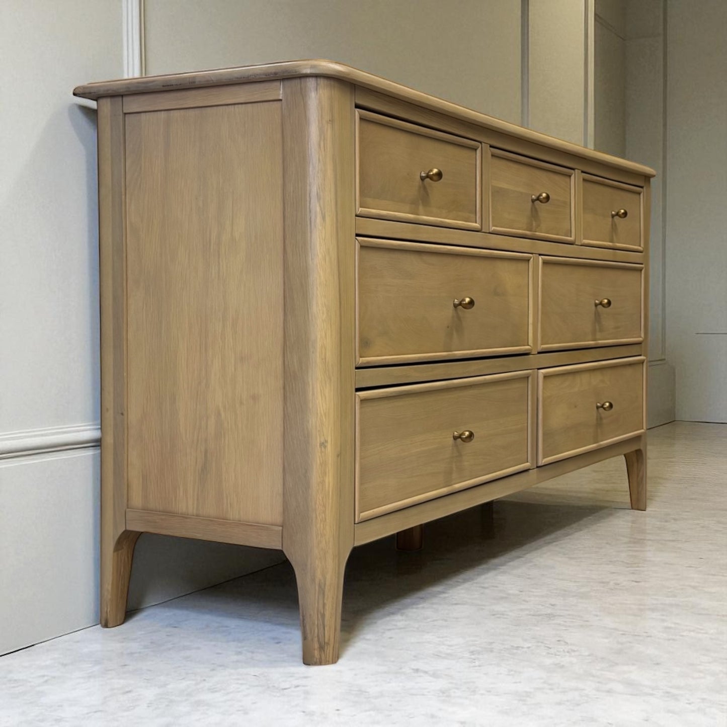 Natural Light Solid Oak 7 Drawer Chest, Newton Range From Oak Furnitureland RRP £679