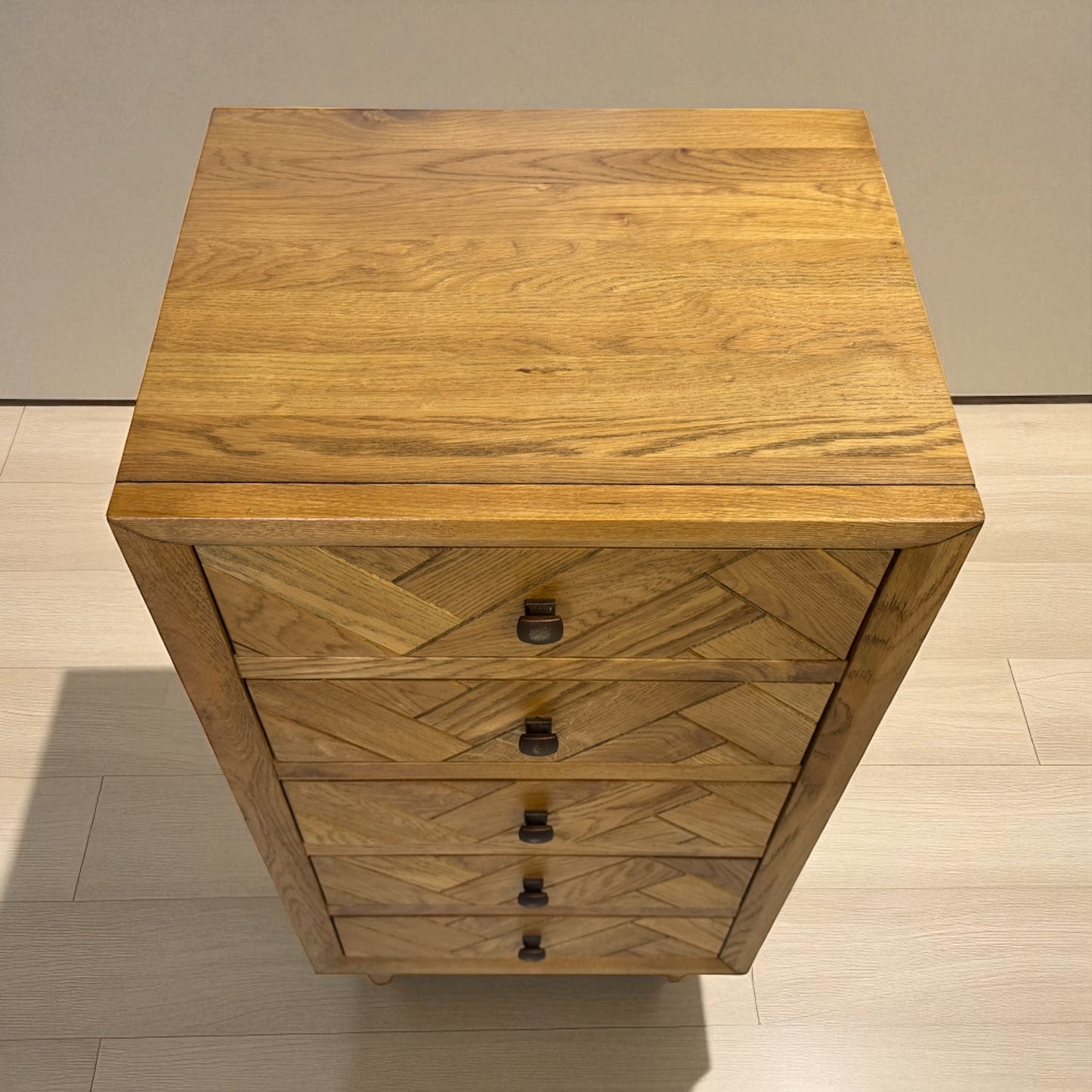 Brushed & Glazed Solid Oak Tallboy Parquet Range From Oak Furnitureland £549