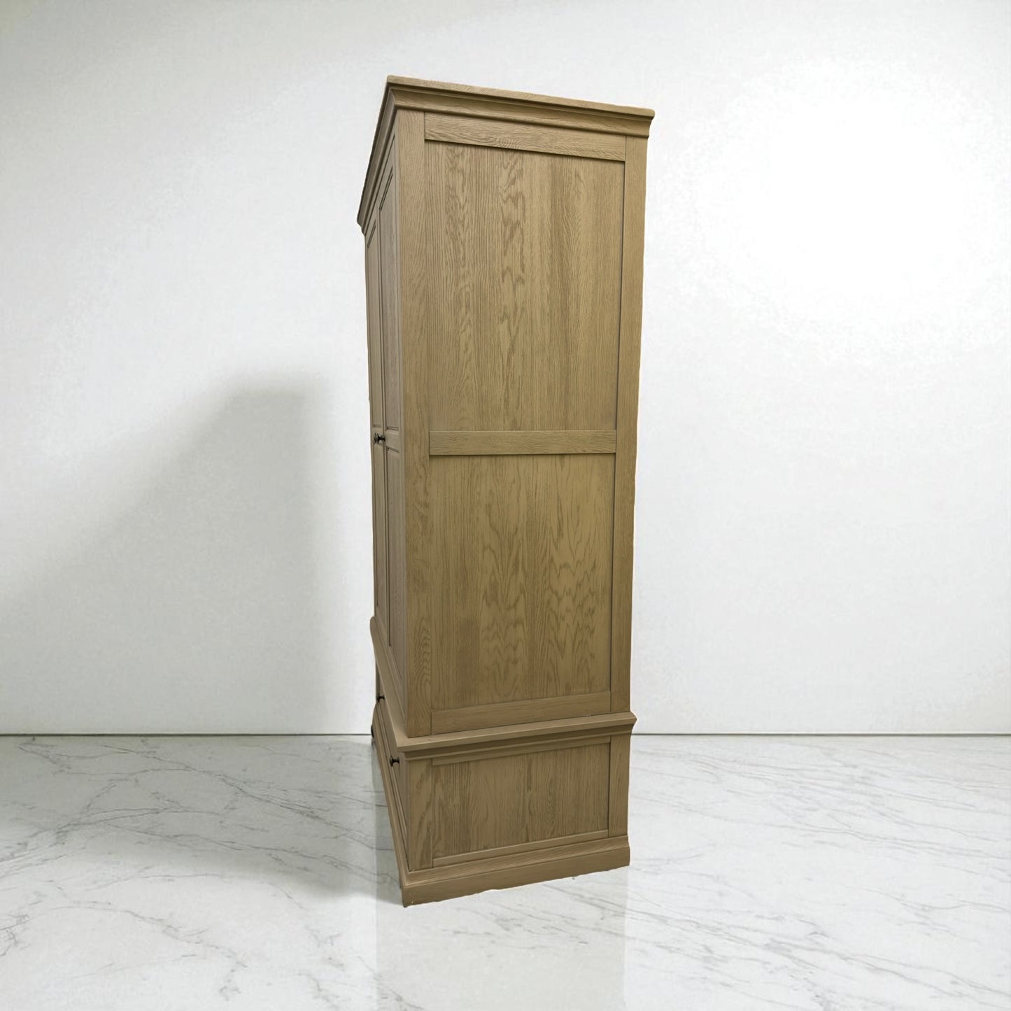 Oak Furnitureland Weathered Oak Double Wardrobe with Glass Mirror & Tie Rack Burleigh Range RRP £1099