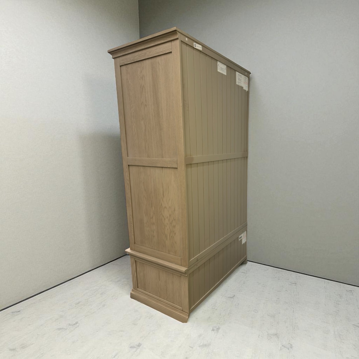 Oak Furnitureland Weathered Oak Double Wardrobe with Glass Mirror & Tie Rack Burleigh Range RRP £1099