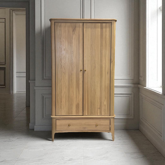 Light Natural Solid Oak Double Wardrobe Newton Range From Oak Furnitureland RRP £999