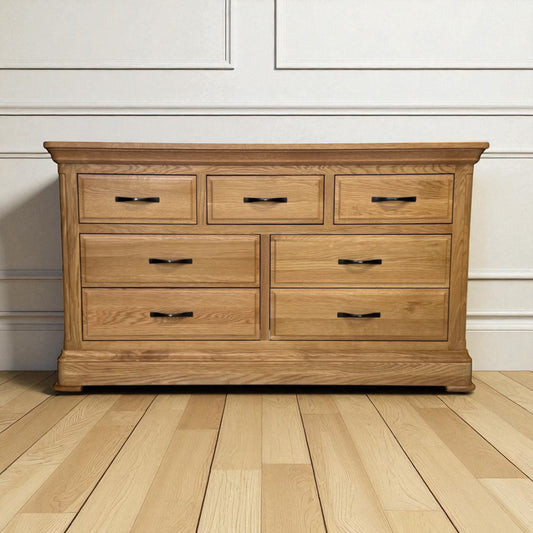 Natural Solid Oak 7 Drawer Chest, Canterbury Range From Oak Furnitureland RRP £669