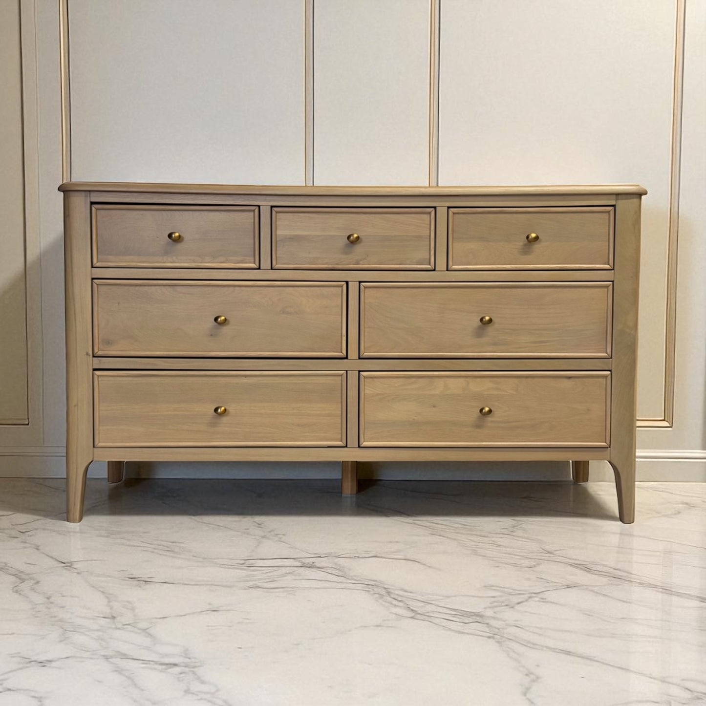 Light Natural Solid Oak 7 Drawer Chest, Newton Range From Oak Furnitureland RRP £679