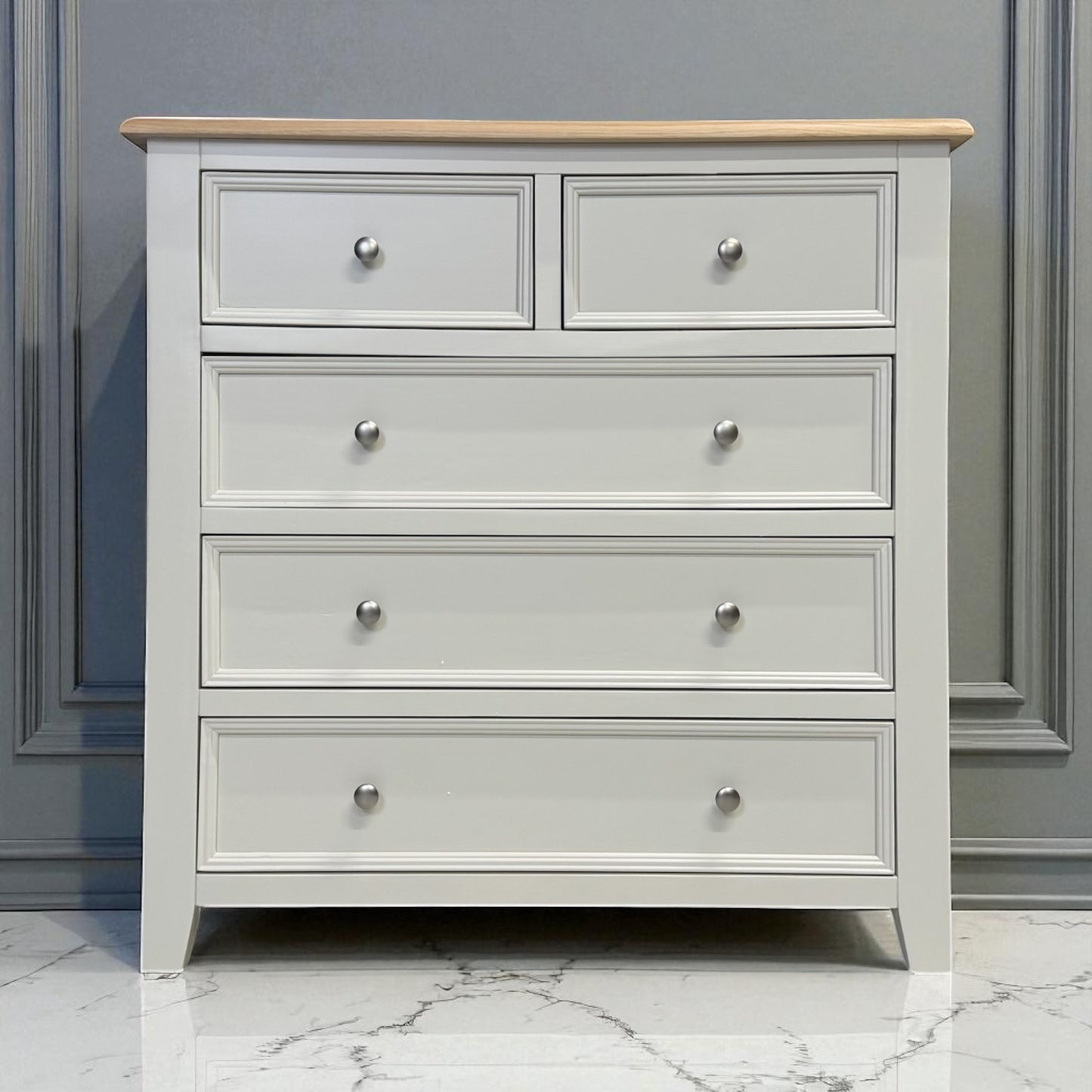 Natural Solid Oak & Painted 5 Drawer Chest, From Oak Furniture Superstore