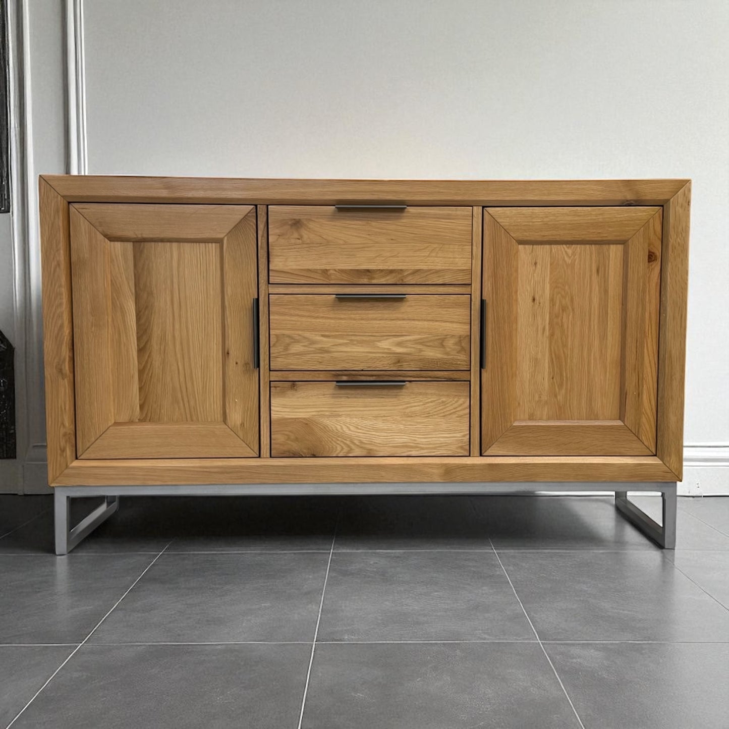 Natural Solid Oak & Metal Legs Large Sideboard From Oak Furniture Superstore RRP £679