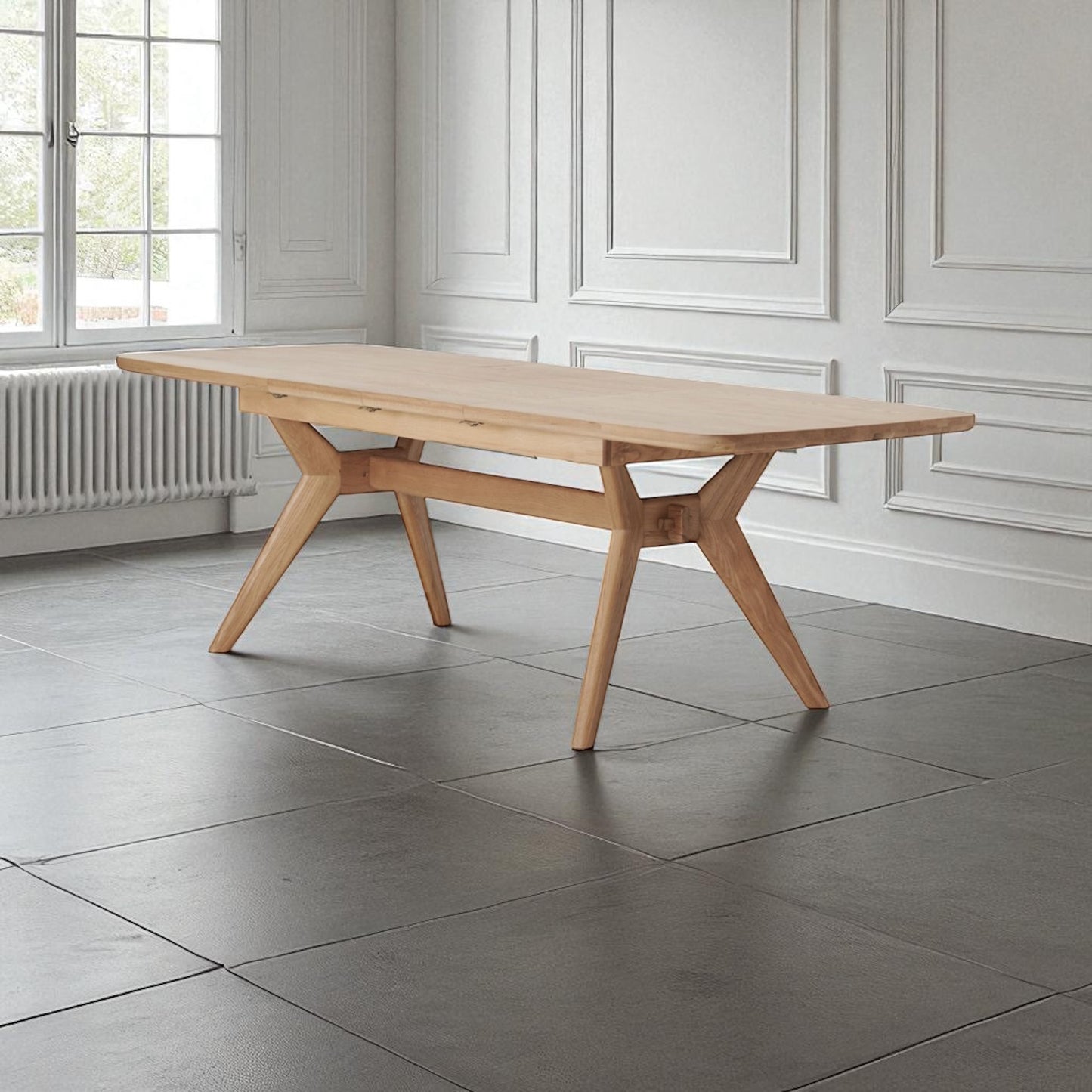 Natural Solid Oak Extending Dining Table, 6 to 10 Seater Bentley Range From Oak Furnitureland RRP £1079