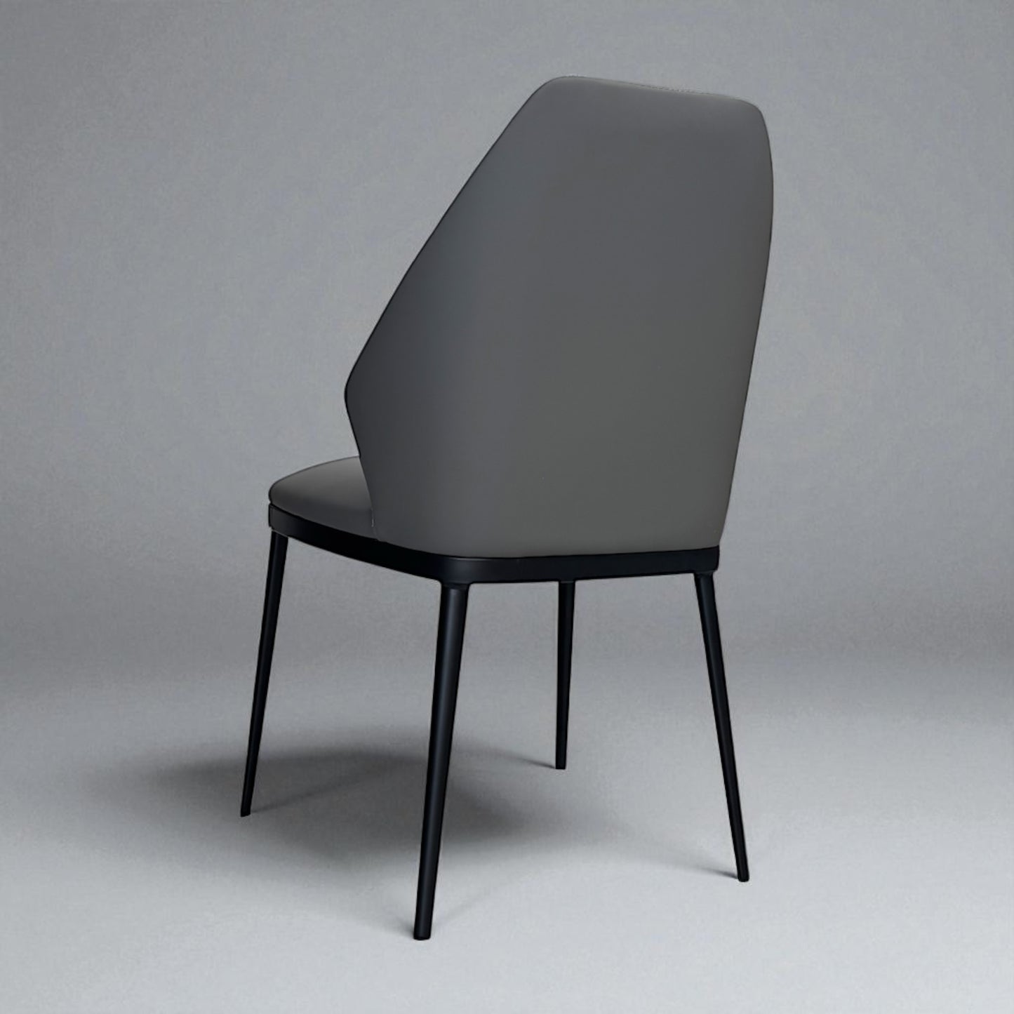 Set of 4 Ergonomic Dining Chairs with Grey Faux Leather and Black Metal Legs, RRP £596.
