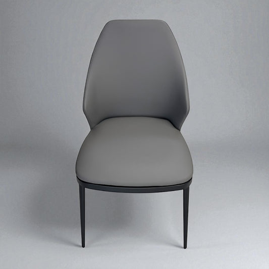 Set of 4 Ergonomic Dining Chairs with Grey Faux Leather and Black Metal Legs, RRP £596.