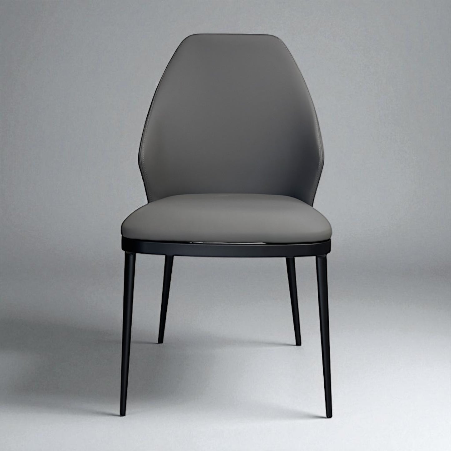 Set of 4 Ergonomic Dining Chairs with Grey Faux Leather and Black Metal Legs, RRP £596.