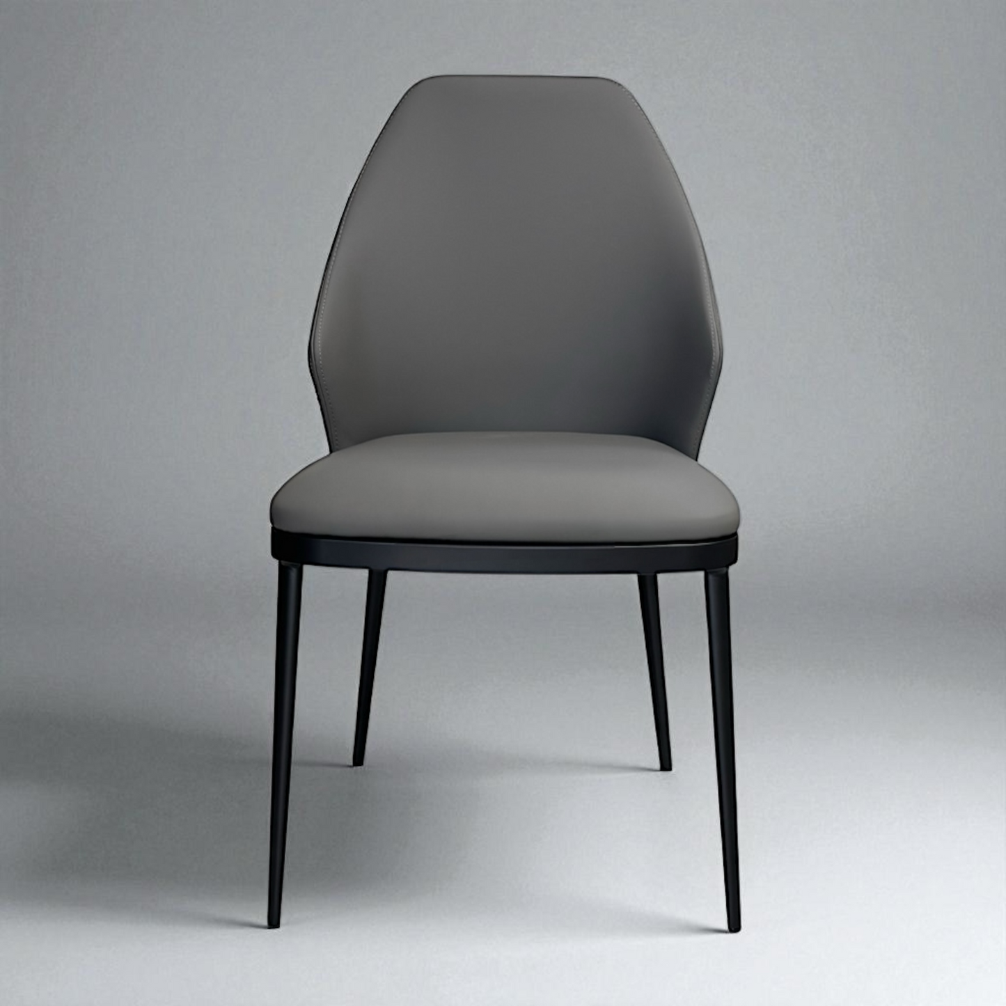 Set of 8 Ergonomic Dining Chairs with Grey Faux Leather and Black Metal Legs, RRP £1192