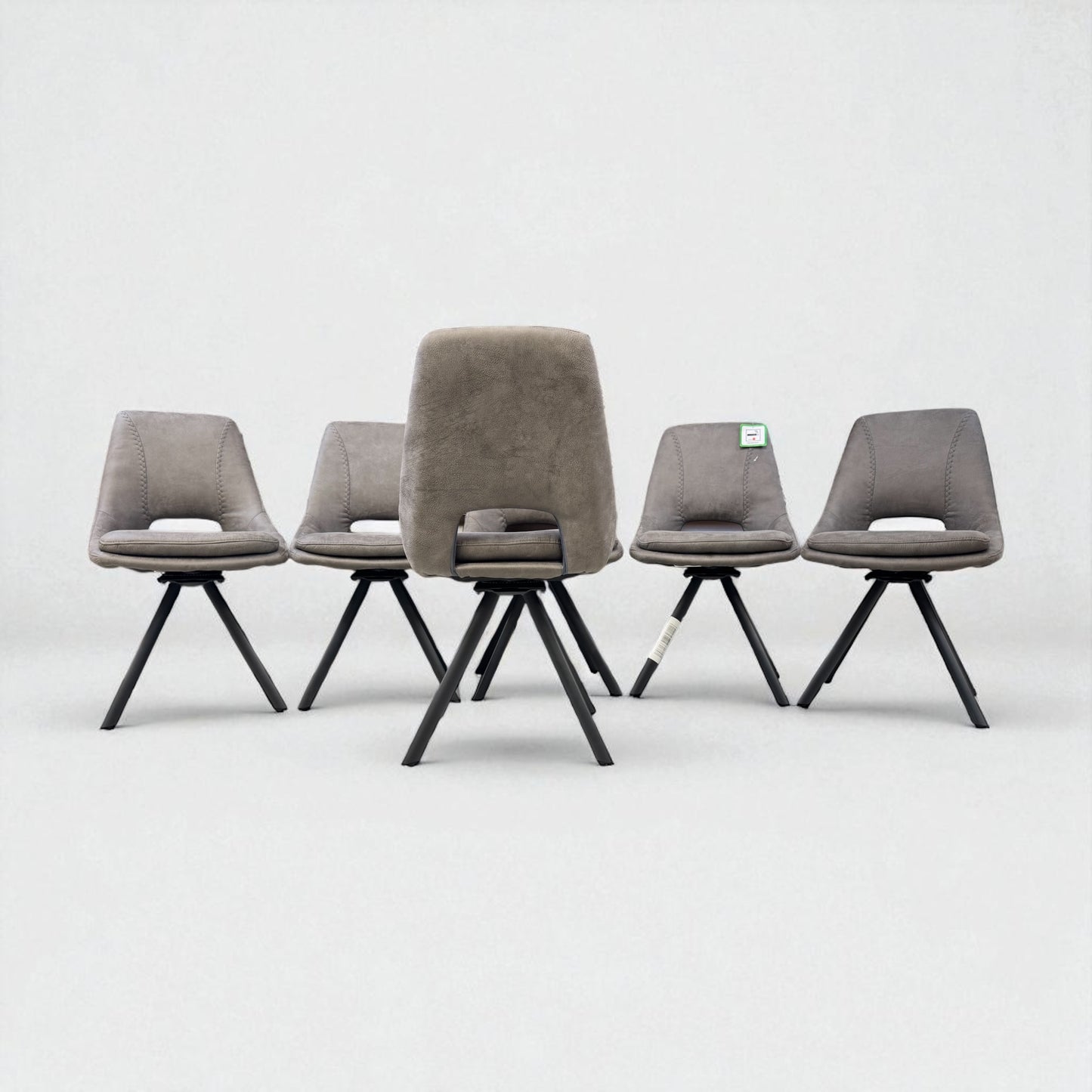 Set of 6 Dark Grey Suede Look Swivel Dining Chairs, From Oak Furnitureland RRP £260 Each