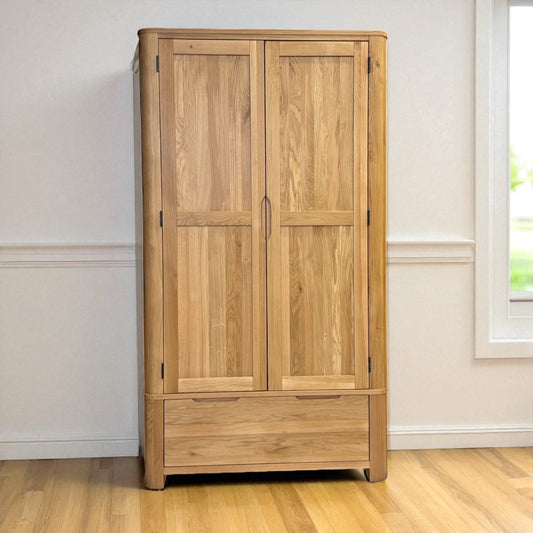 Natural Solid Oak Double Wardrobe Romsey Range From Oak Furnitureland RRP £939